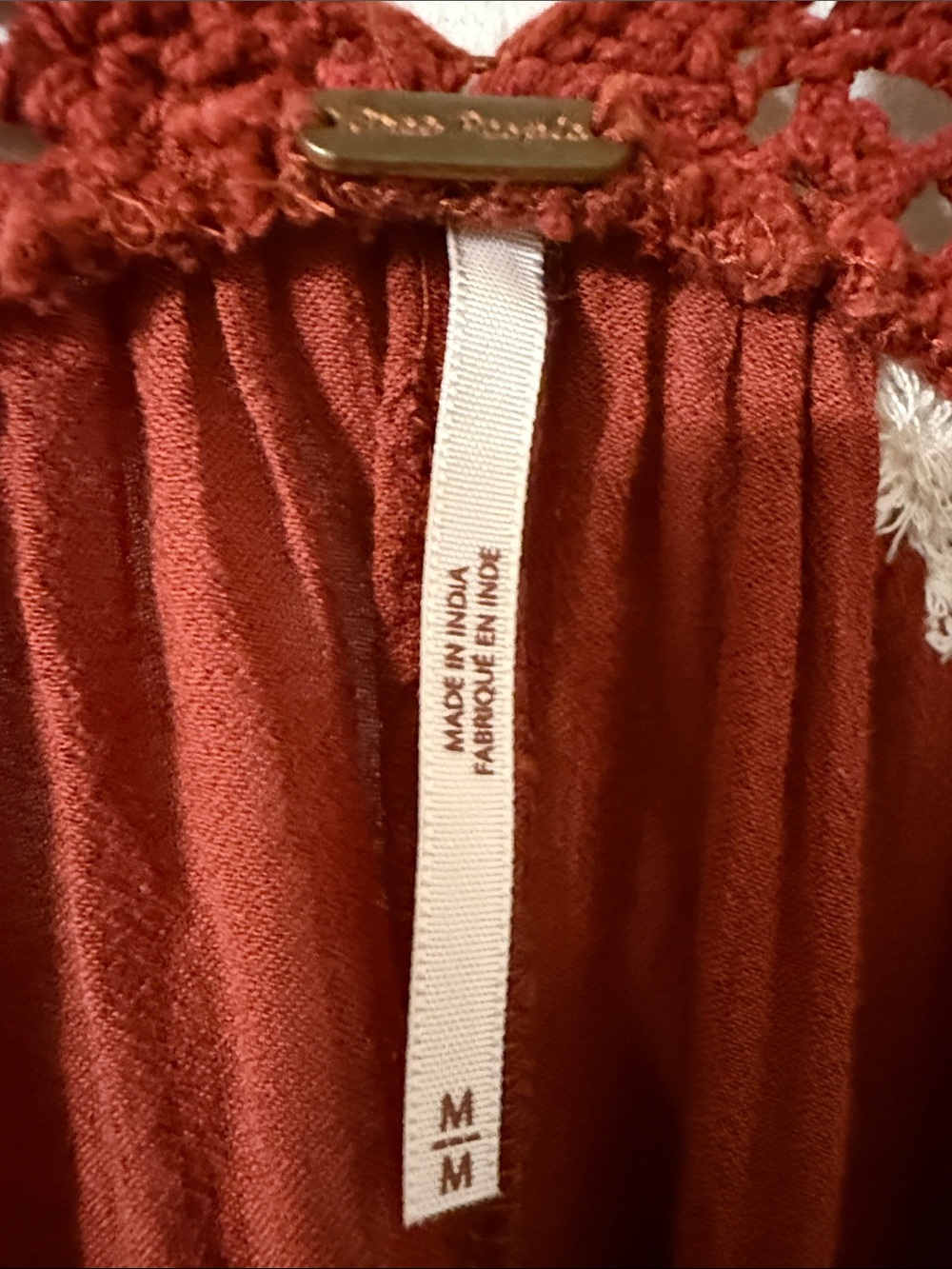 Bohemian Long-Sleeve Embroidered Maxi Dress — Rust with White Accents - Picture 5 of 7